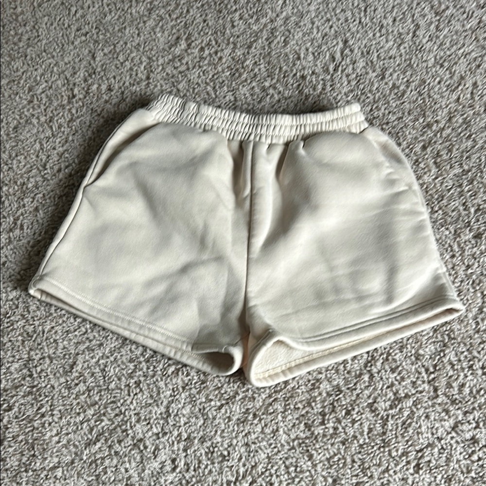 SHEIN Cream Athletic Shorts with Elastic Waistband